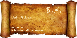 Bak Albin névjegykártya